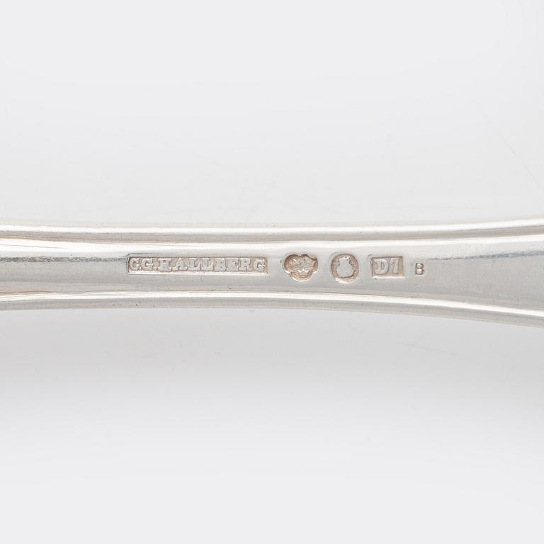 A Swedish Silver Cutlery, model 'Svensk Spetsig', mark of CG Hallberg, some Stockholm 1906  (147 pieces,).