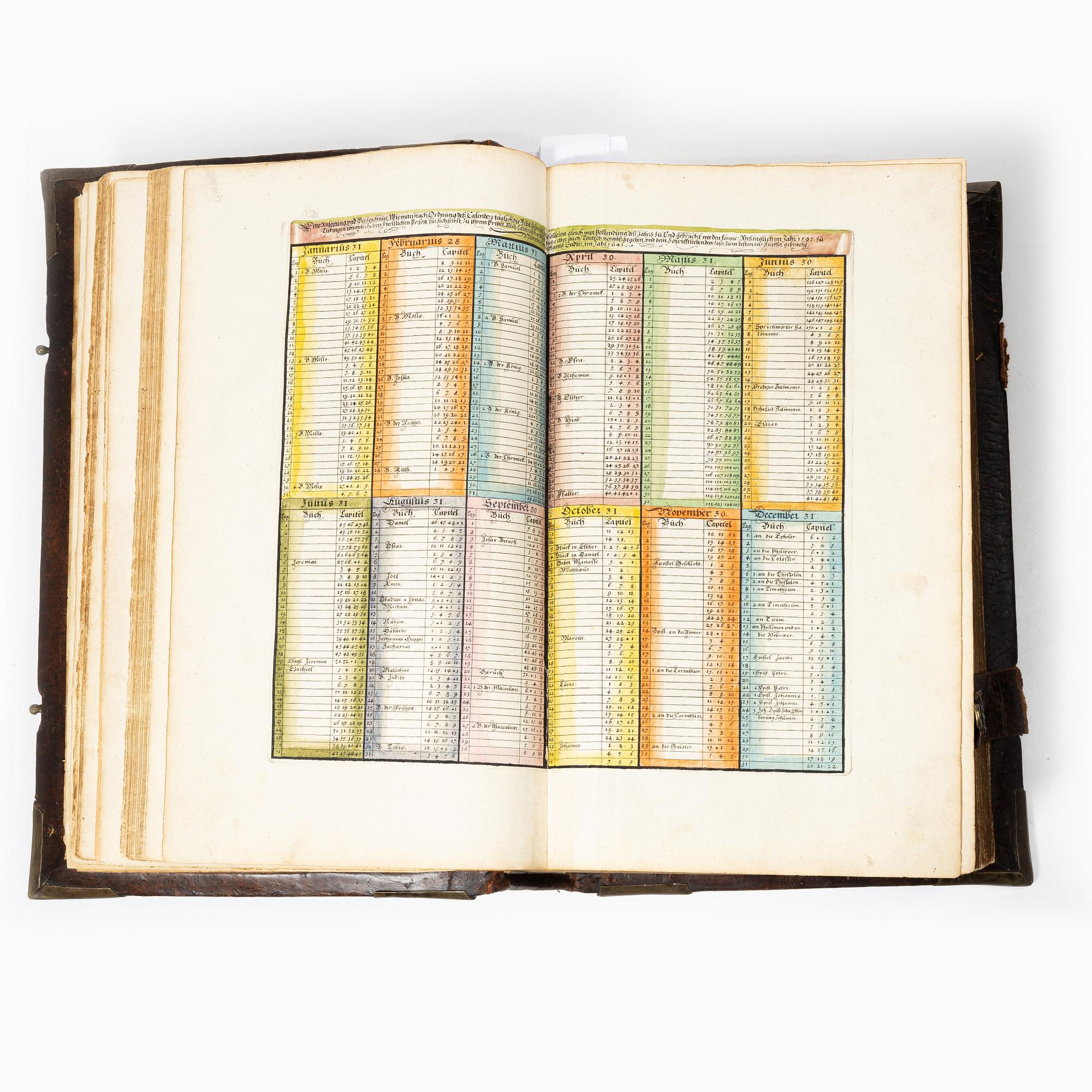 Biblia, Nürnberg 1662, med vackert bemålade gravyrer.