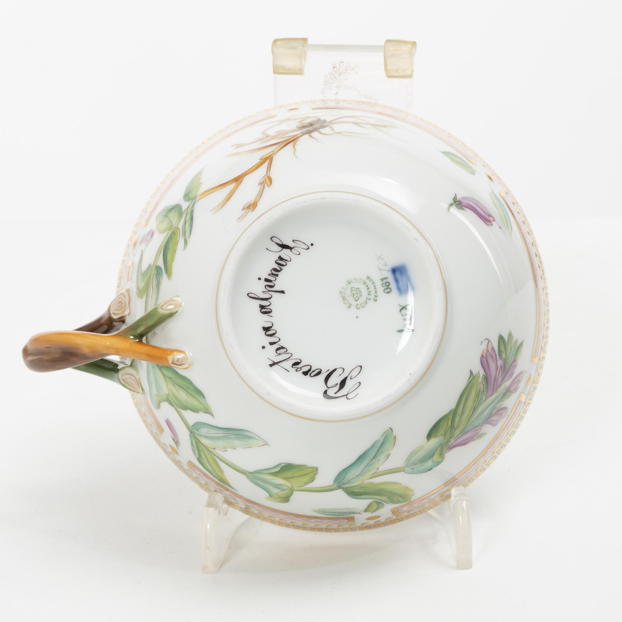 Royal Copenhagen, a 'Flora Danica' tea cup and saucer, Royal Copenhagen, Denmark, 1953.