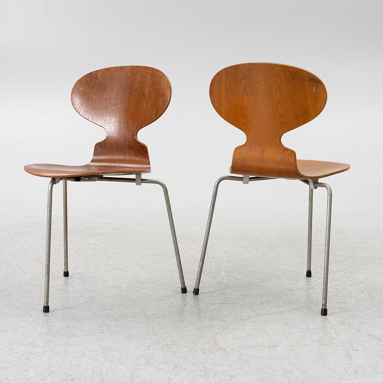 Arne Jacobsen, four 'Ant' chairs, Fritz Hansen, Denmark, 1950s/60s.