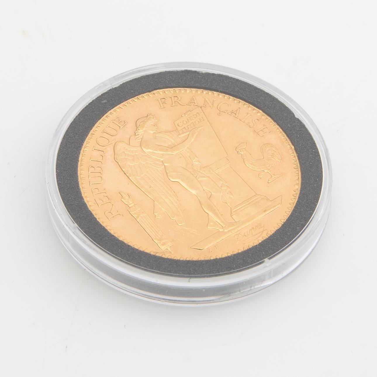 Gold coin France, III:rd Republic Genius 100 francs, 1906.