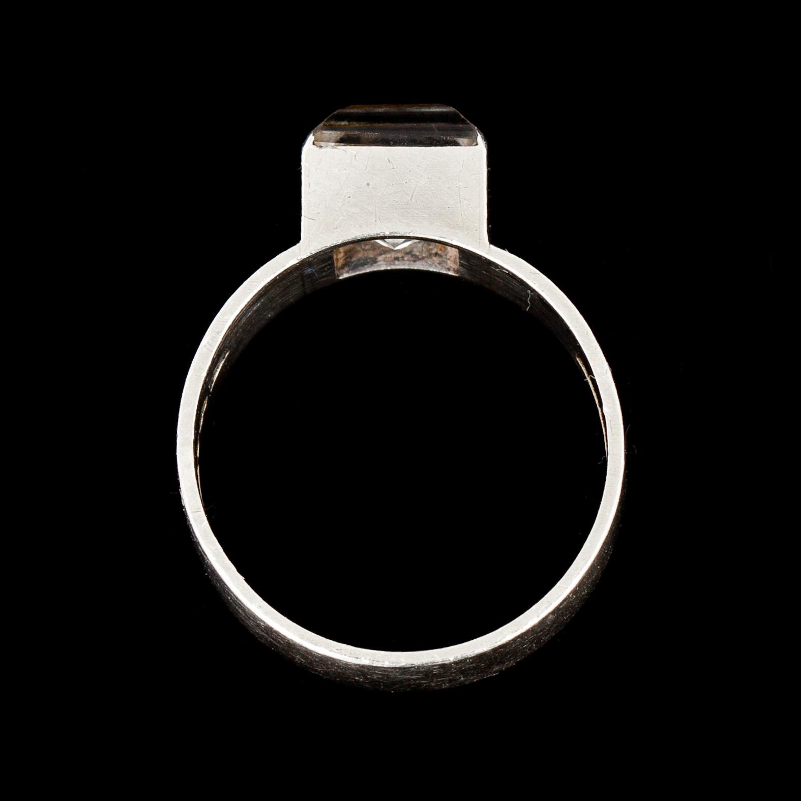 RING och MANSCHETTKNAPPAR, ett par. Sterling silver. Wiwen Nilsson, Lund 1900-talets mitt. Vikt tot ca 16 g.