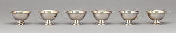 PUNSCHKOPPAR, 6 st, silver, Stockholm 1956. Vikt 226 gram.