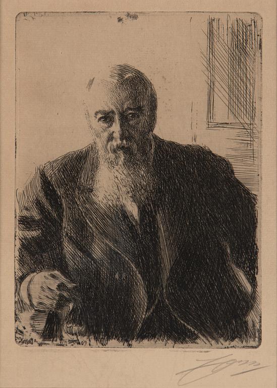 Anders Zorn, etching, 1909, signed in pencil.