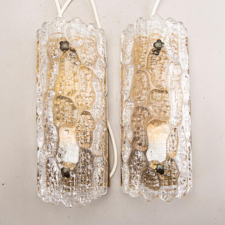 Carl Fagerlund, wall lamps, a pair, Orrefors, 1950s-60s.
