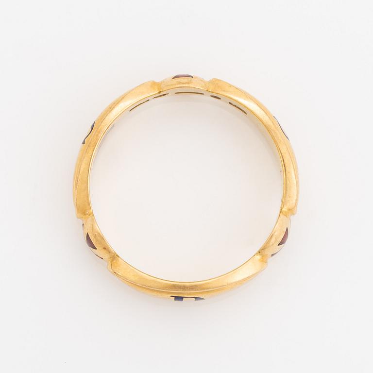 Frimurarring, 18K guld och emalj.