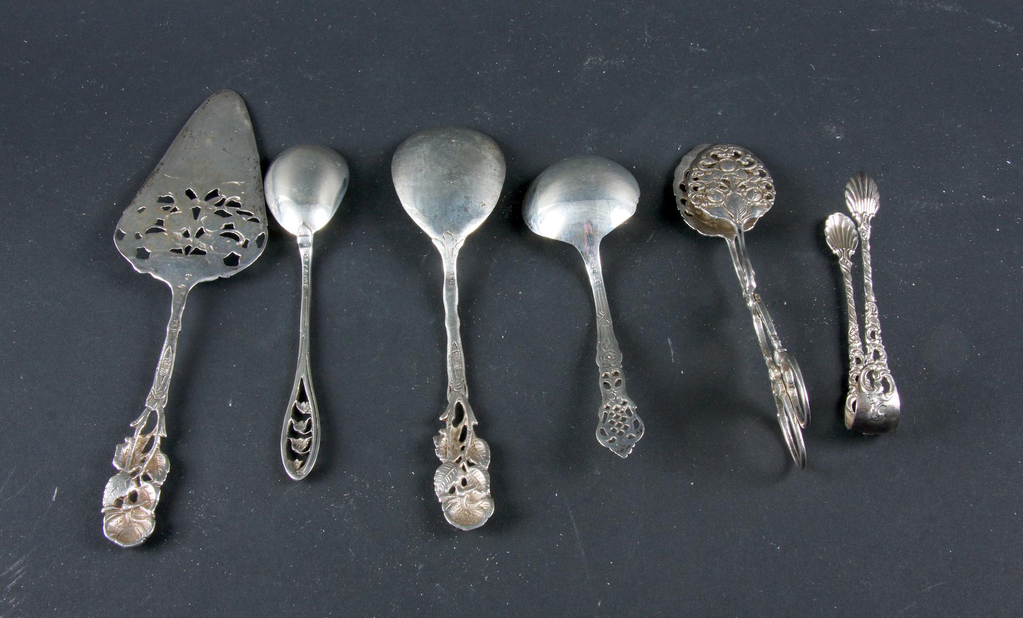 PARTI BESTICK, 6 delar. Silver, importstämplar mm.