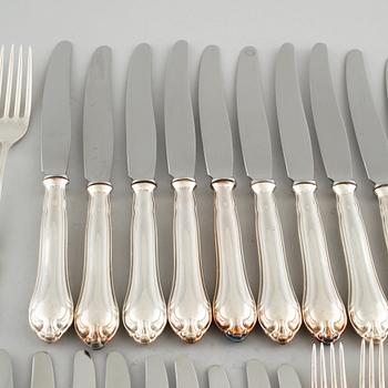 72 silver cutlery by C.G Hallberg, Stockholm, 20th century.