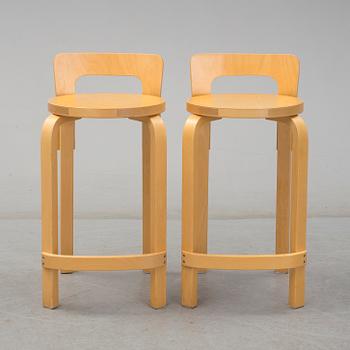 ALVAR AALTO, barstolar, ett par, modell K65, Artek, Finland, 1900-talets slut, modellen formgiven 1935.