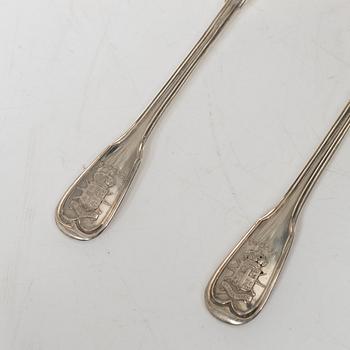 Ostrich forks, 12 pcs, silver 800, 20th Century.