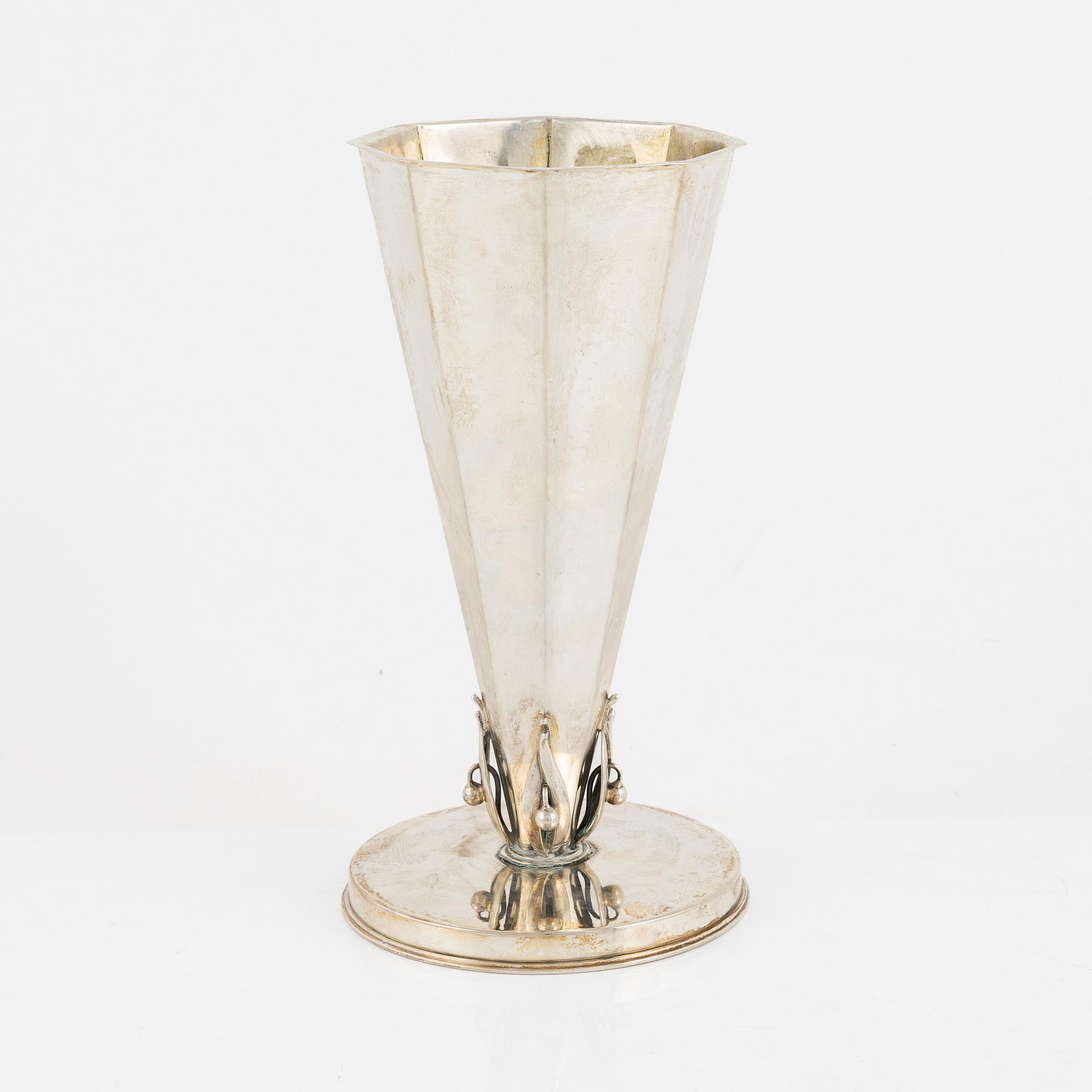 A Swedish silver vase, mark of CG Hallberg, Stockholm 1940.