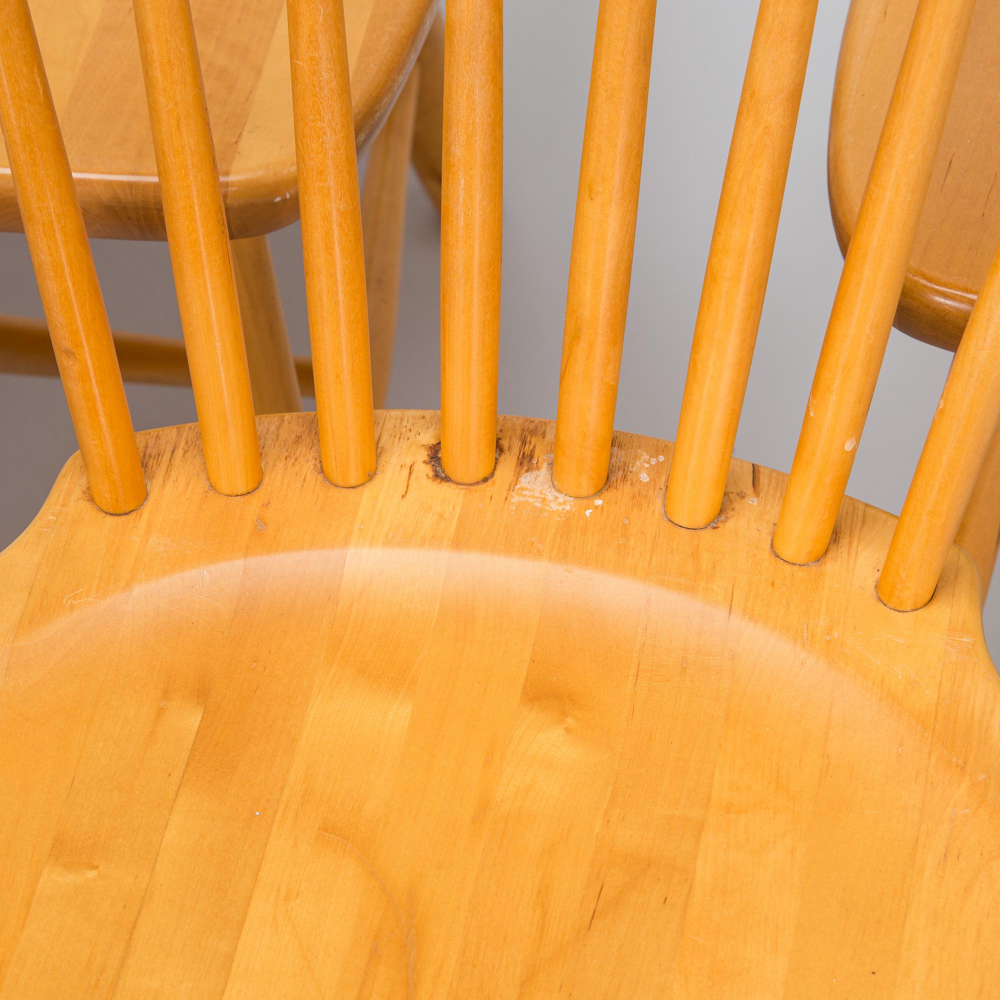 Carl Malmsten, a set of six "Lilla Åland" chairs, Stolab, dated 1990-1992.