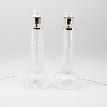 BORDSLAMPOR, 1 par, glas, Carl Fagerlund, Orrefors, 1900-talets andra hälft.