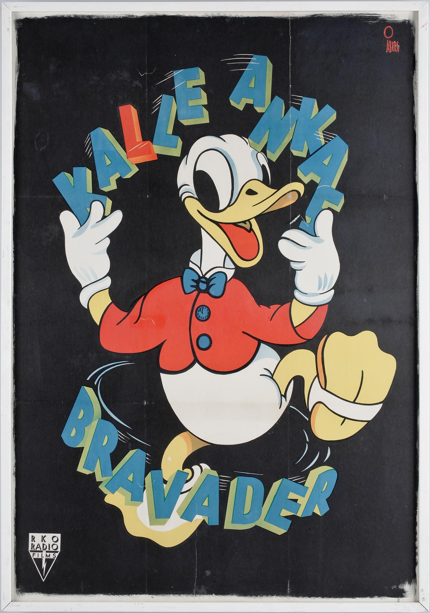 GÖSTA ÅBERG, filmaffisch, "Kalle Ankas Bravader", 1950-tal.