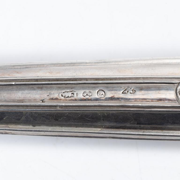 Ten Swedish silver knives, including with mark of Gustaf Möllenborg, Stockholm 1833.