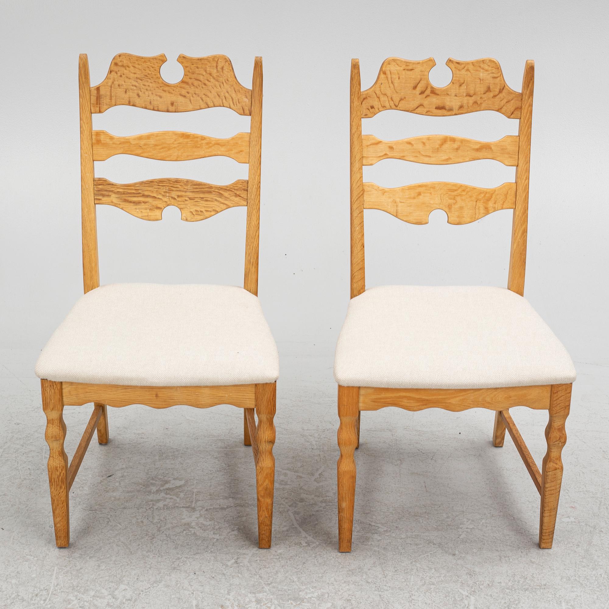 Henning Kjærnulf, attributed to. A set of eight chairs, Denmark, second half of the 20th Century.