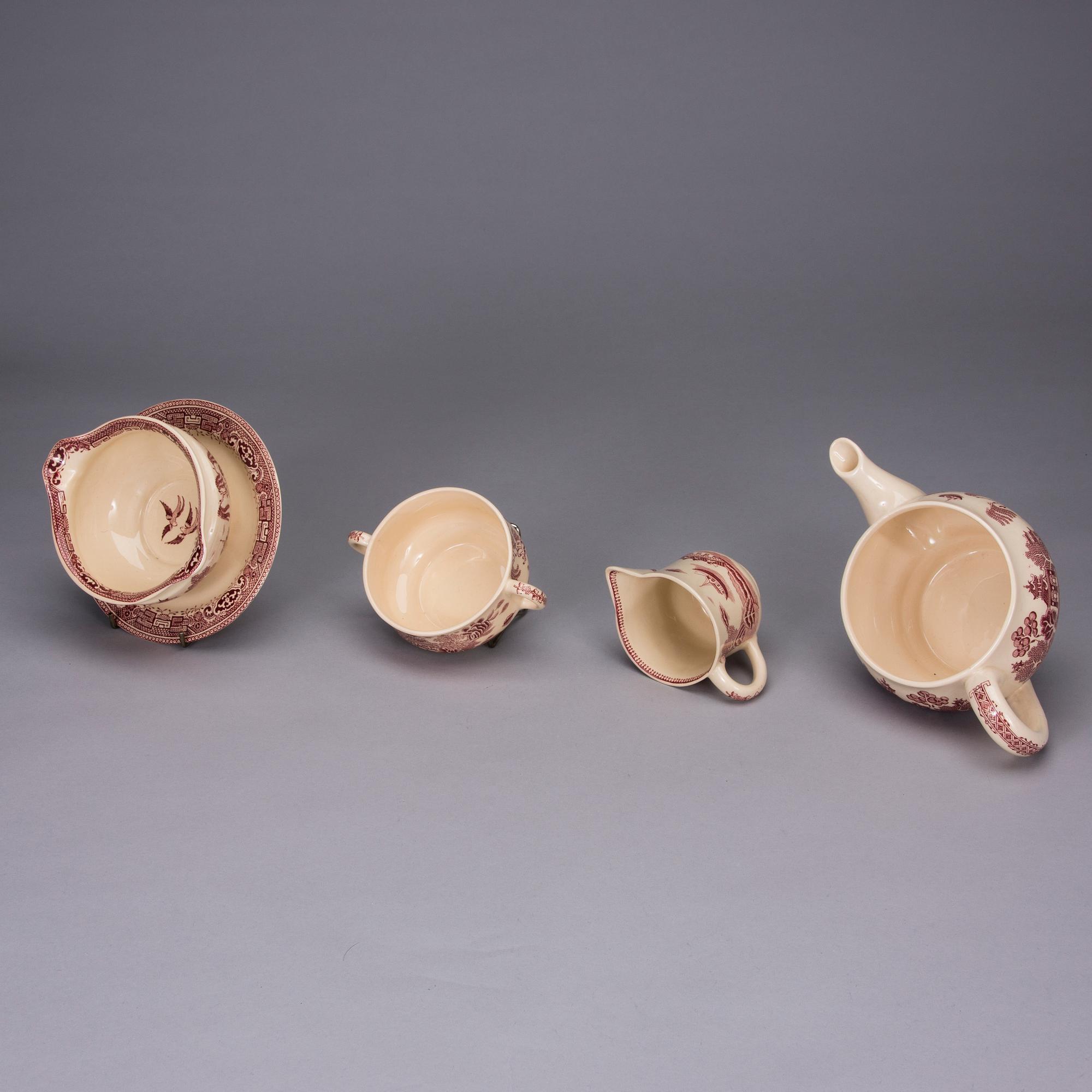 MATSERVIS, "Willow" 87 delar, flintgods, Gustavsberg 1940-1958.