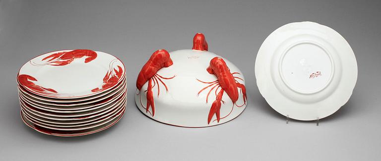 KRÄFTSERVIS, 13 delar, flintgods, Rörstrand, tidigt 1900-tal.