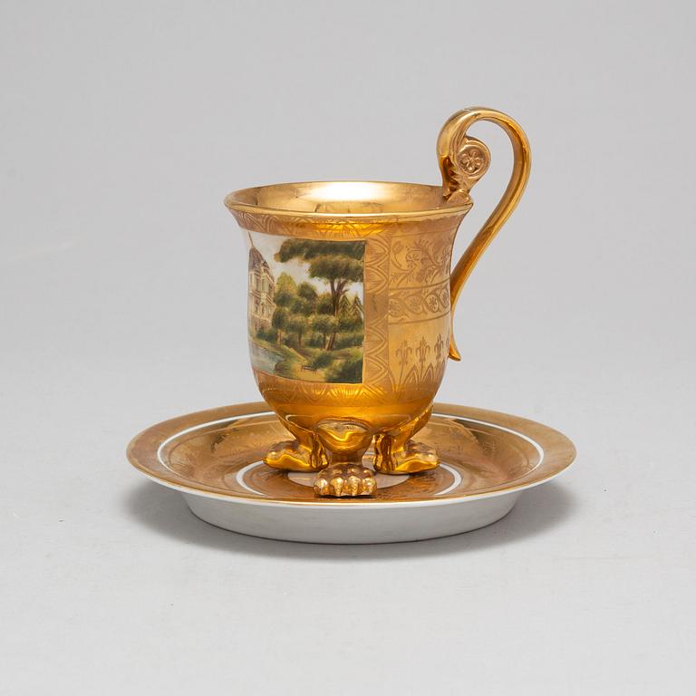 A KPM porcelain cup with saucer from the first half of the 19th century, Königliche Porzellan-Manufaktur, Berlin.