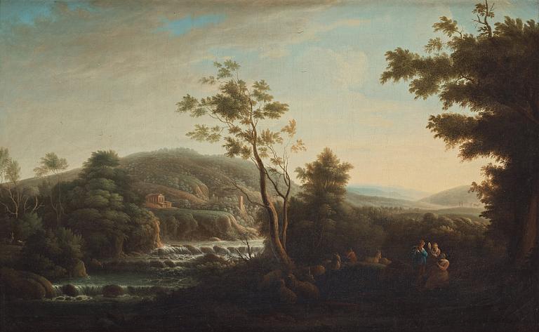 Jacob van Ruisdael Hans krets, Landskap med ruiner, herde och hedinnor.