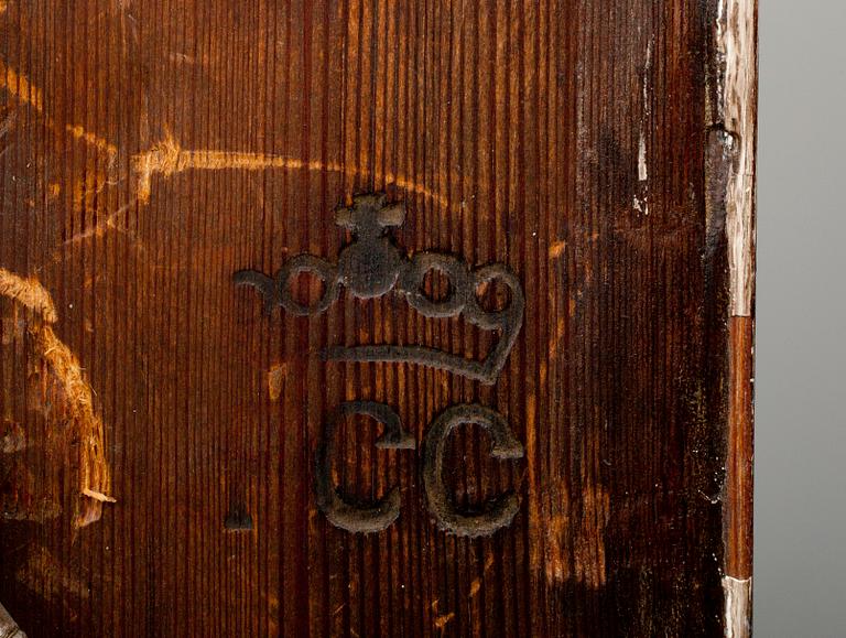 SPEGEL, empire, brännmärkt med kungligt monogram, Danmark 1800-talets början.