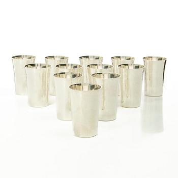 A set of twelve silver beakers, Mema Guld & Silver Ab, Lidköping 1970.