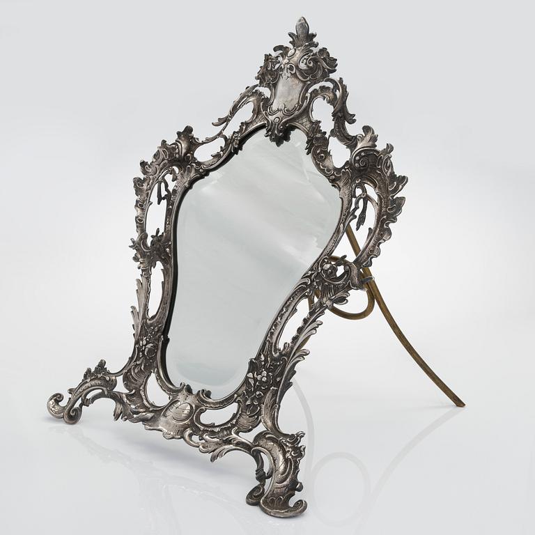 A Neo Rococo table mirror, Cyrillic mark IF, Fyodor Ilin, Saint Petersburg around 1860.