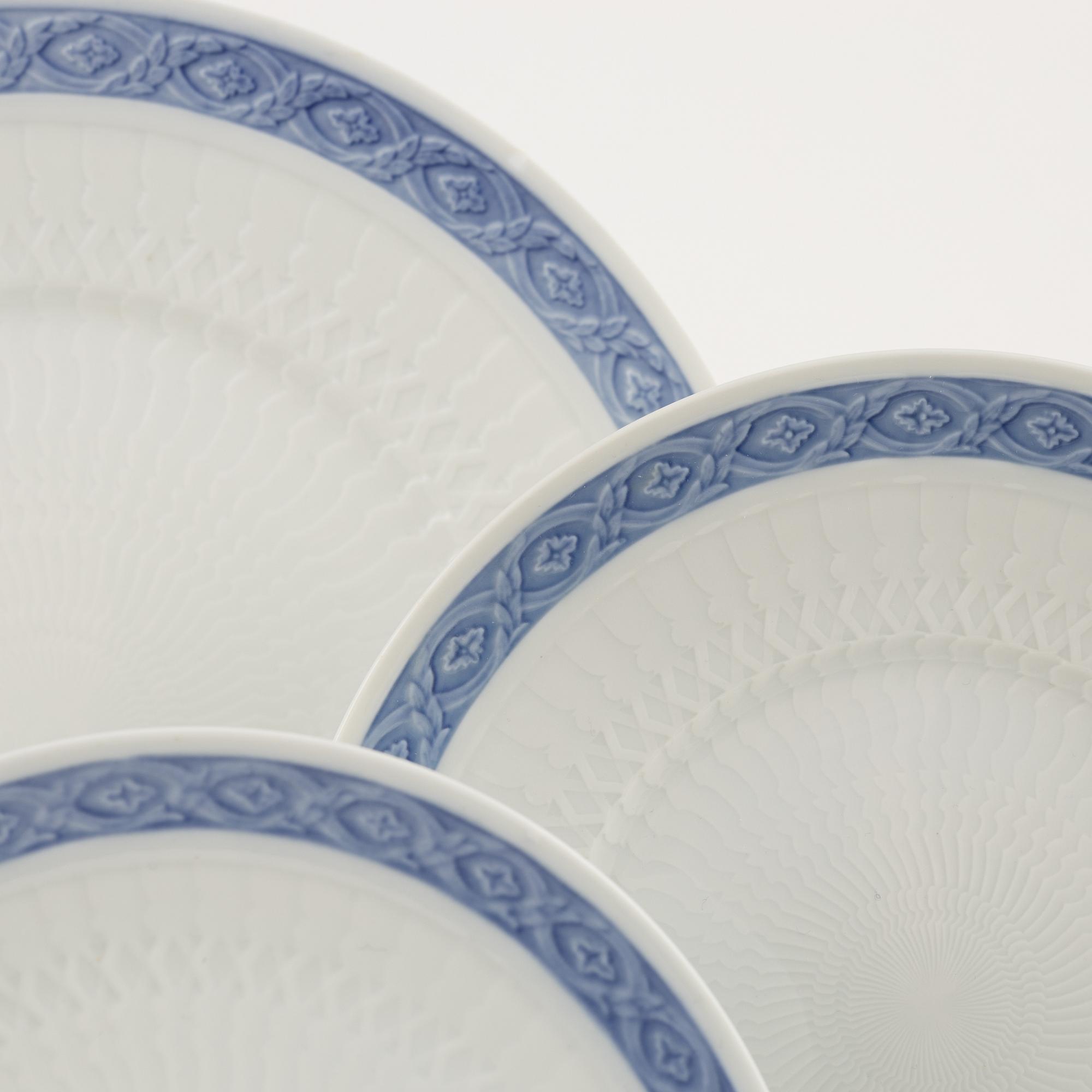 Arnold Krog, a 46-piece dinner and coffee service, 'Blå vifte', Royal Copenhagen, Denmark.