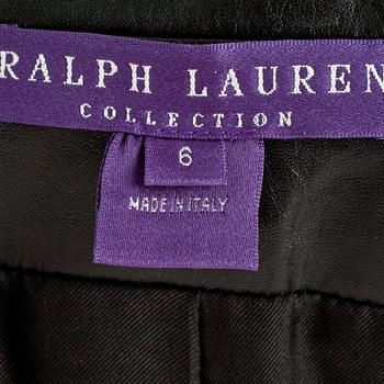 RALPH LAUREN, a black leather jacket.