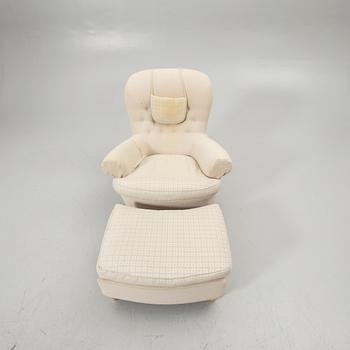 Carl Malmsten, Armchair with footstool, “Jättepaddan”, O. H. Sjögren, Tranås.