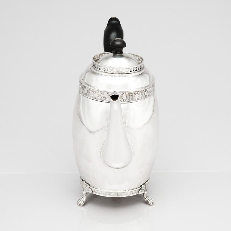 A Swedish Empire silver coffee pot, marks of Magnus Dahlqvist, Stockholm, 1820.