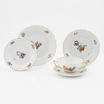 Royal Copenhagen, a 41-piece 'Sachsisk Blomst' porcelain service, Denmark.