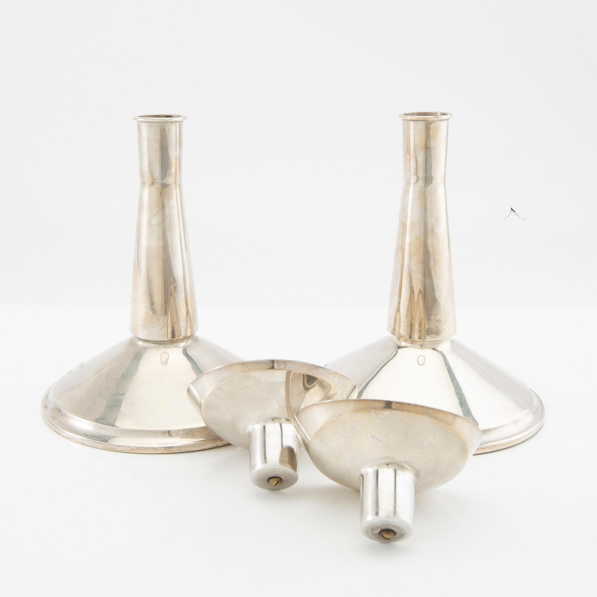 Bertil Berggren Askenström, ljusstakar ett par silver Stockholm 1972.