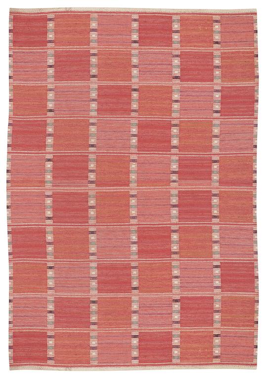 Barbro Nilsson, MATTA, "Falurutan, röd Borås", rölakan, ca 251,5 x 174,5 cm, signerad AB MMF BN.