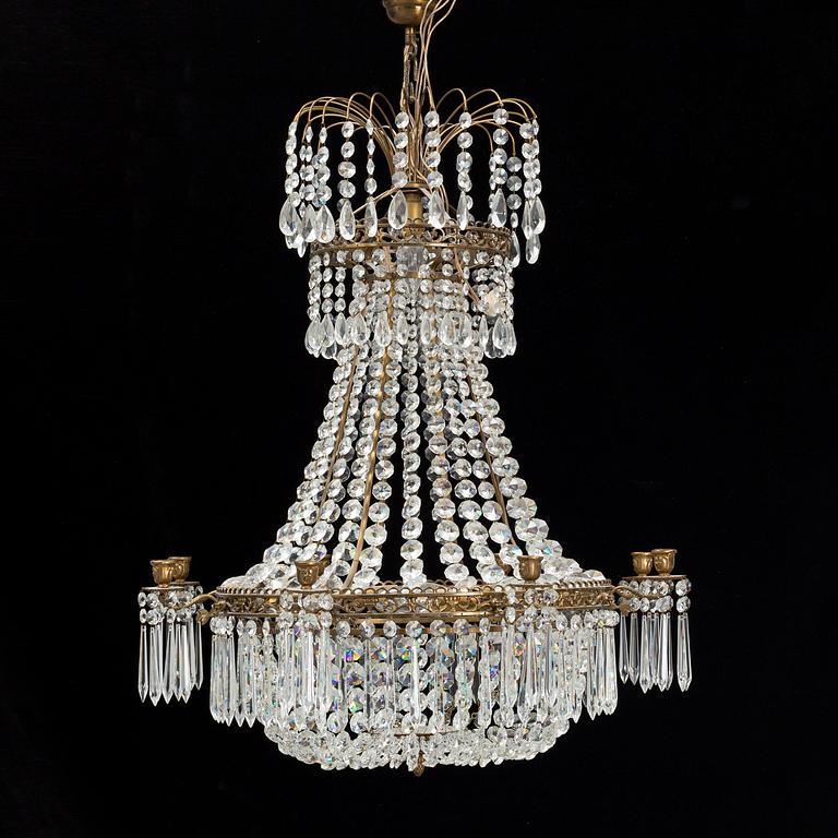 A late gustavian style chandelier, mid 20th Century.