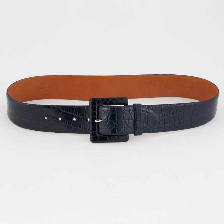 RALP LAUREN, a blue crocodil belt.