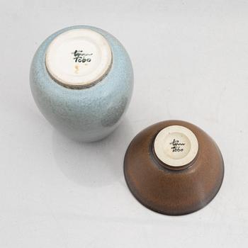 Erich & Ingrid Triller, A stoneware bowl and vase, Tobo.