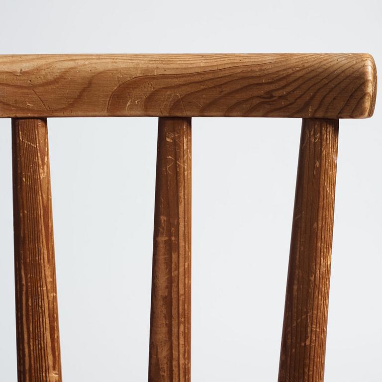 Axel Einar Hjorth, a set of four 'Utö' pine chairs, Nordiska Kompaniet, Sweden 1930s.