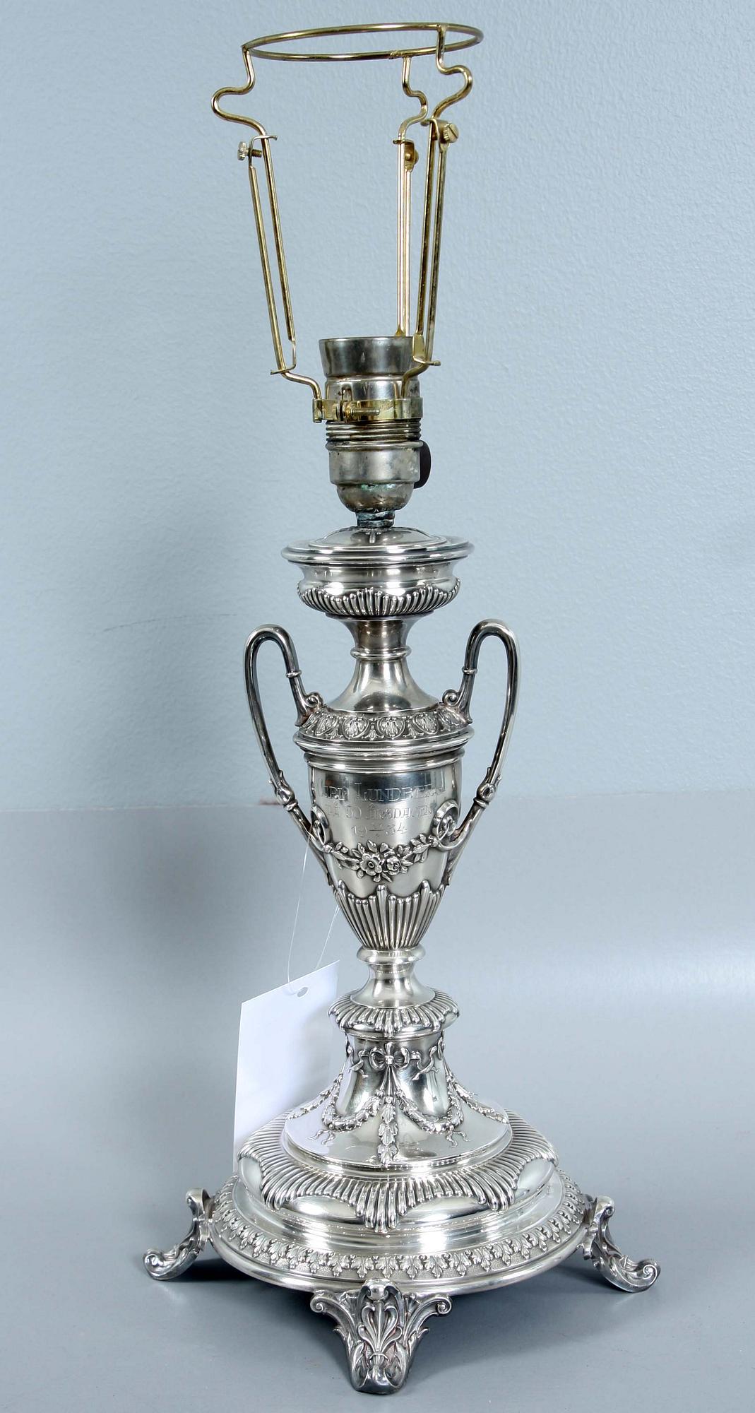 BORDSLAMPA, silver, Emil Möller, Malmö, 1896.