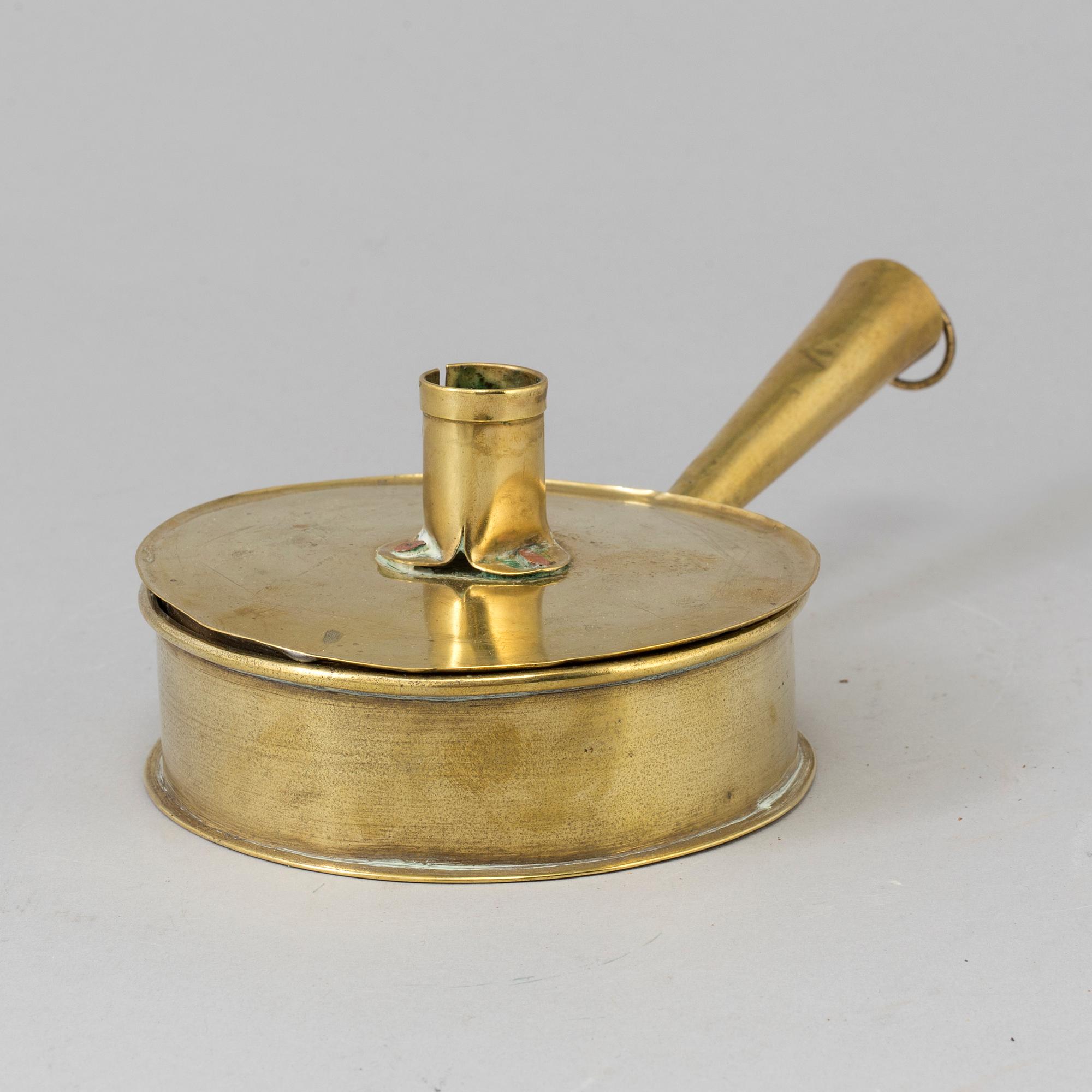 LJUSSTAKE, sk stumpastake, mässing, 1700-tal.