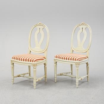 Six Gustavian style chairs, second half of the 20th Century.