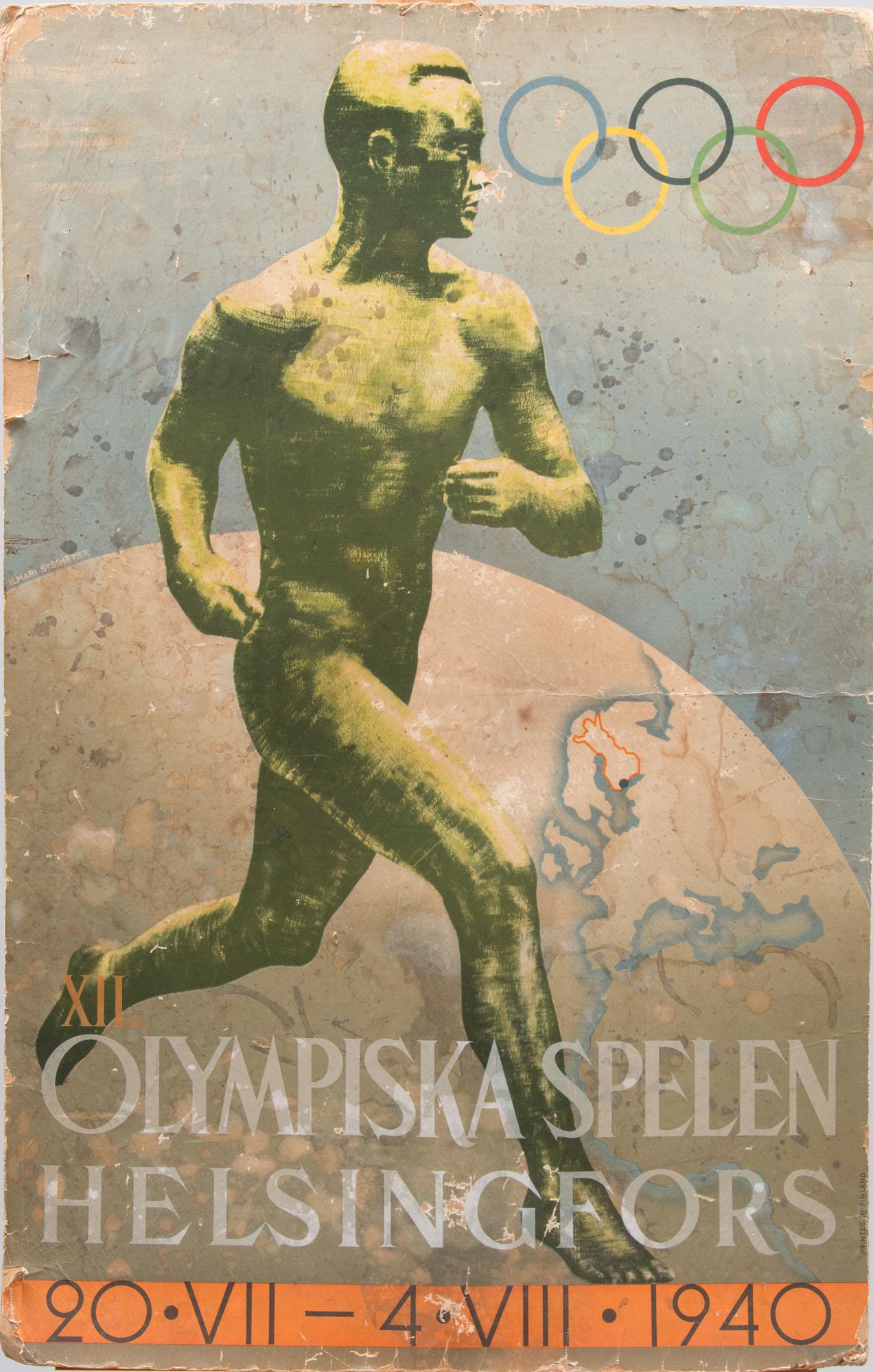 ILMARI SYSIMETSÄ, AFFISCH, XII. Olympiska Spelen Helsingfors 1940.