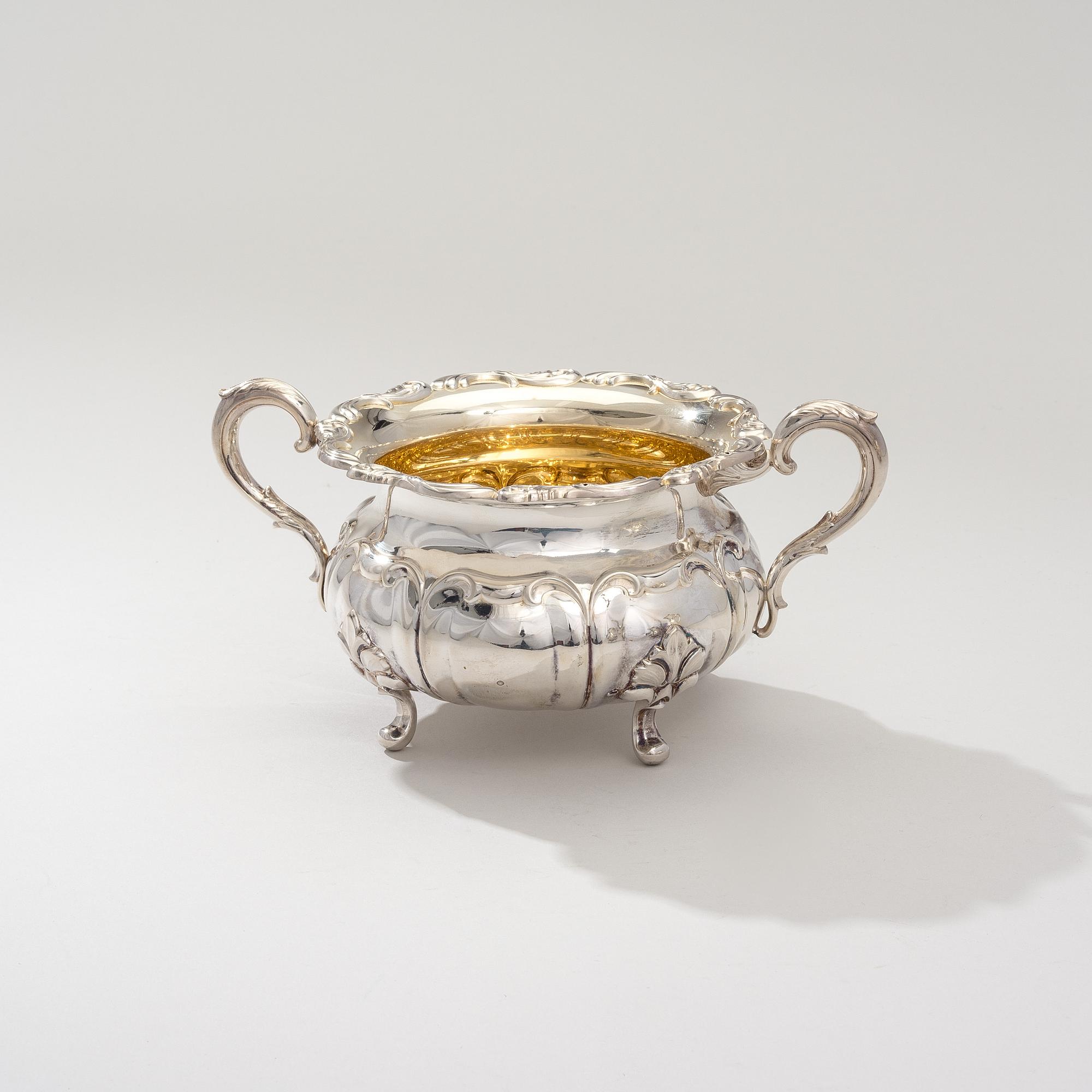 KAFFESERVIS, 3 delar, silver, Auran Kultaseppä, Åbo 1950. Vikt 1434 g.