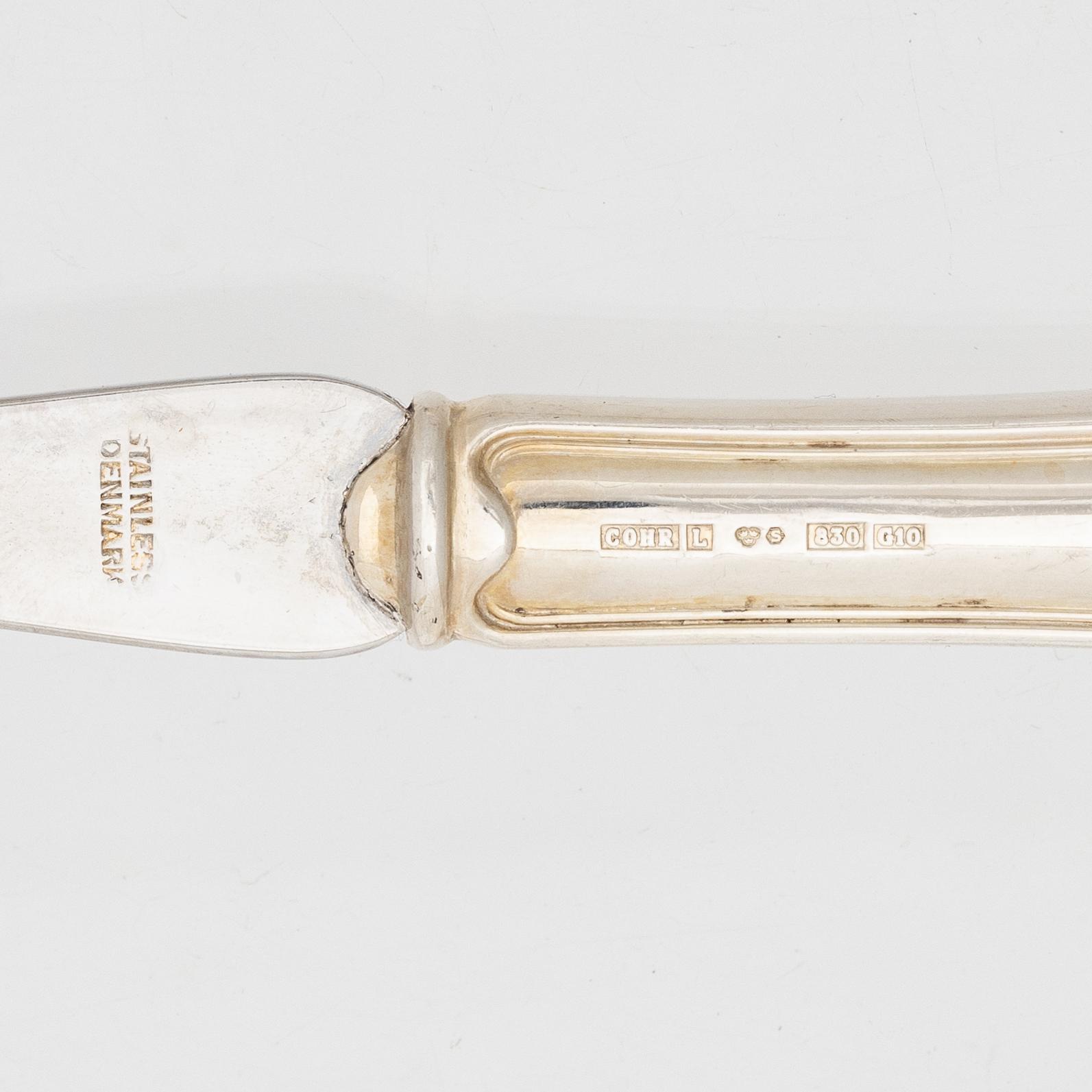 A 57-piece silver cutlery set, model 'Old Danish', Cohr and MEMA, including Lidköping 1994.