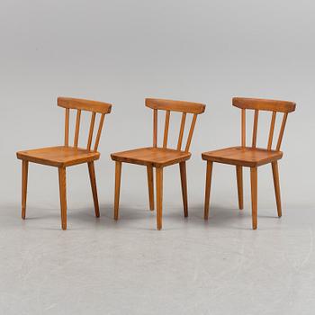 Three pieces of Carl Malmsten chairs in pinewood, 20th century.