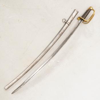 A French sabre, 1822 cavalry pattern, with scabbard.