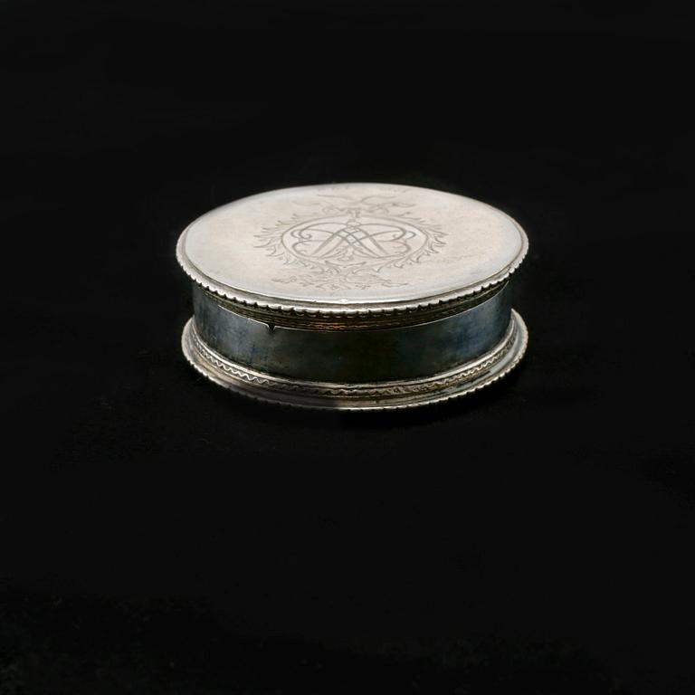 A Swedish 18th century parcel-gilt silver snuff-box, mark of G E Wendt, Gothenburg (1729-1735 (-53)).