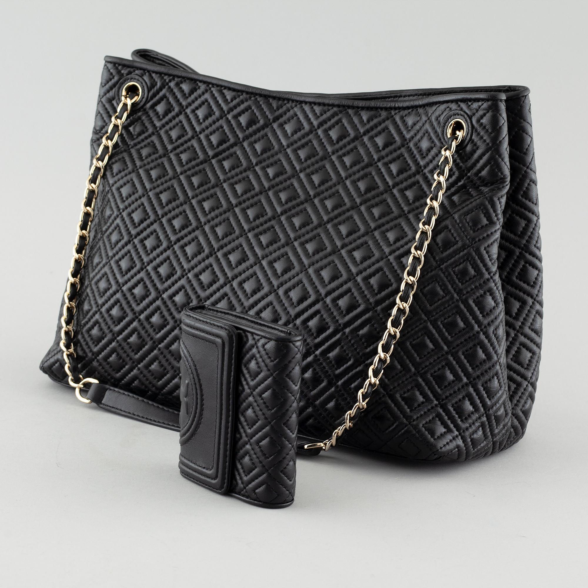 TORY BURCH, "Flemming" väska och plånbok.