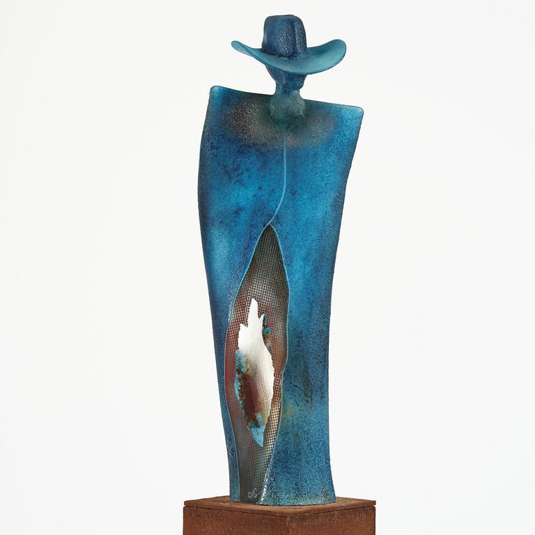 Kjell Engman, a unique glass sculpture 'Man in Trenchcaot' from the series "Catwalk", Kosta Boda, Sweden.