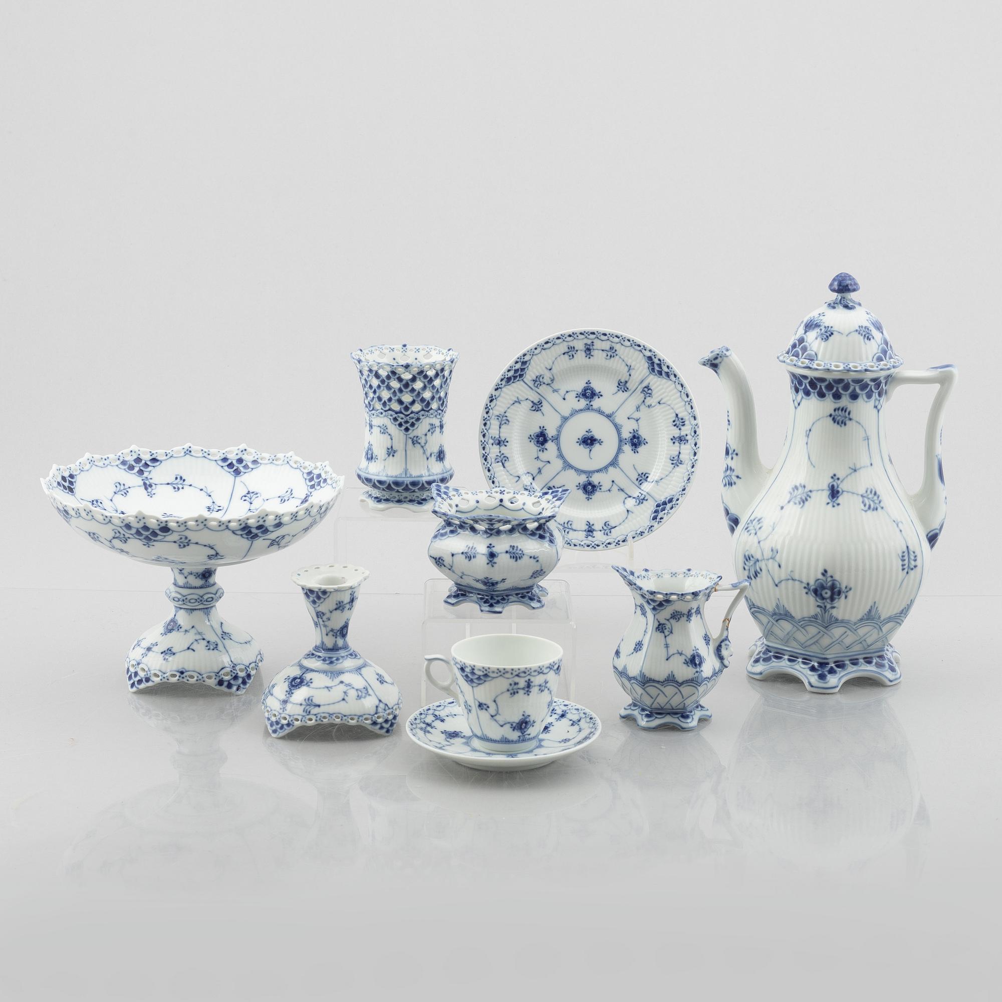 A 30-piece porcelain "Blue fluted", half and full lace coffee service, Royal Copenhagen, Denmark.